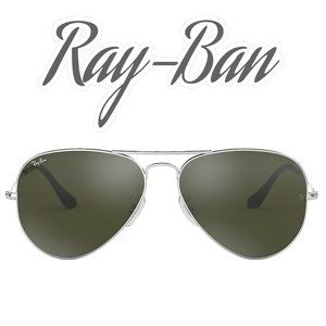 New RAY-BAN Large Metal Aviator Sunglasses Silver Frame Gray Gradient Lens